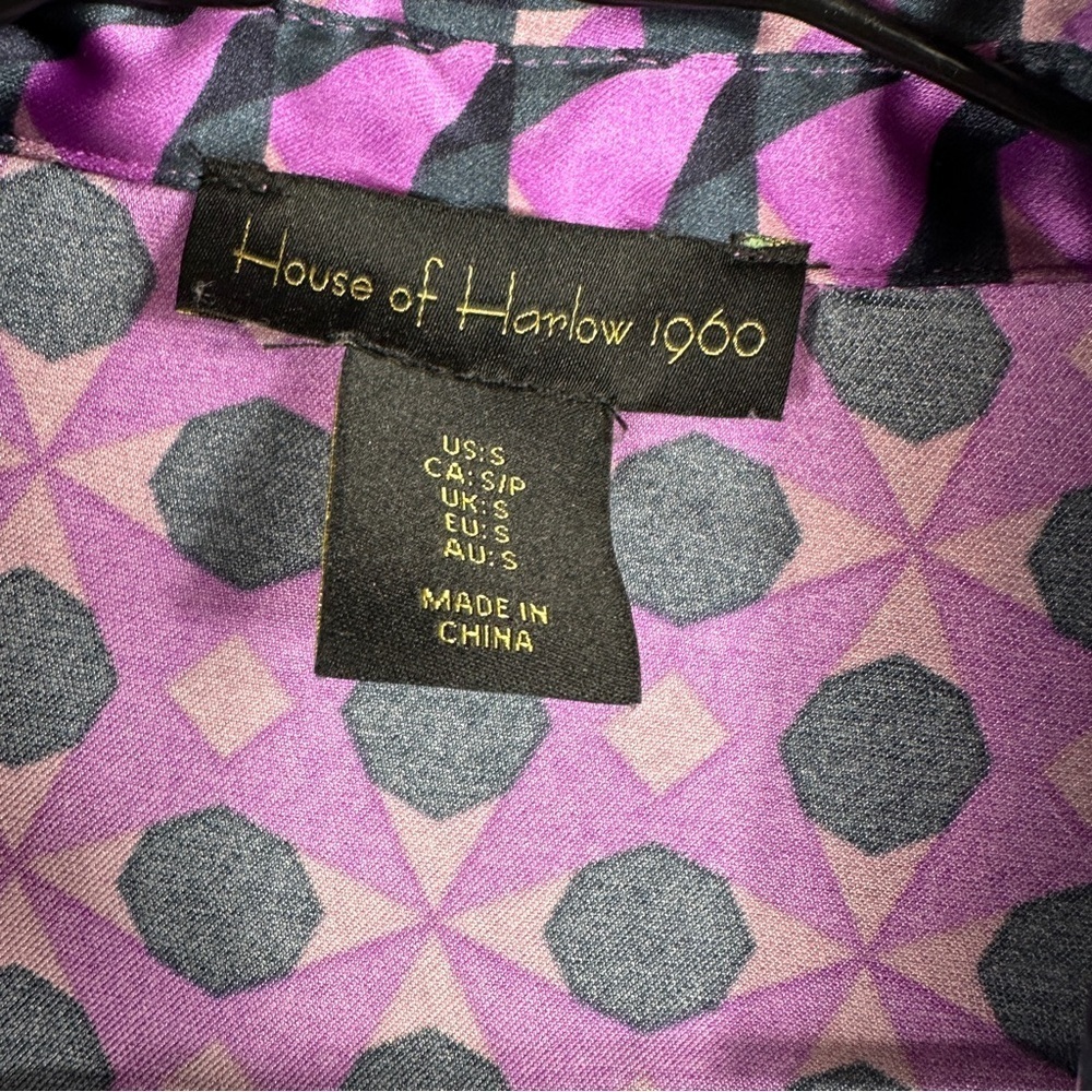 House of Harlow Purple and Brown Patterned Women's Top | Size Small - Picture 5 of 10